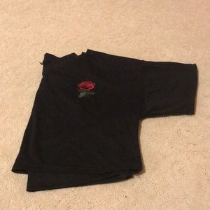 Embroidered black crop top